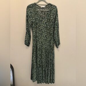 Sonoma Women’s Green Floral Long Sleeve Maxi Dress - Size Medium
